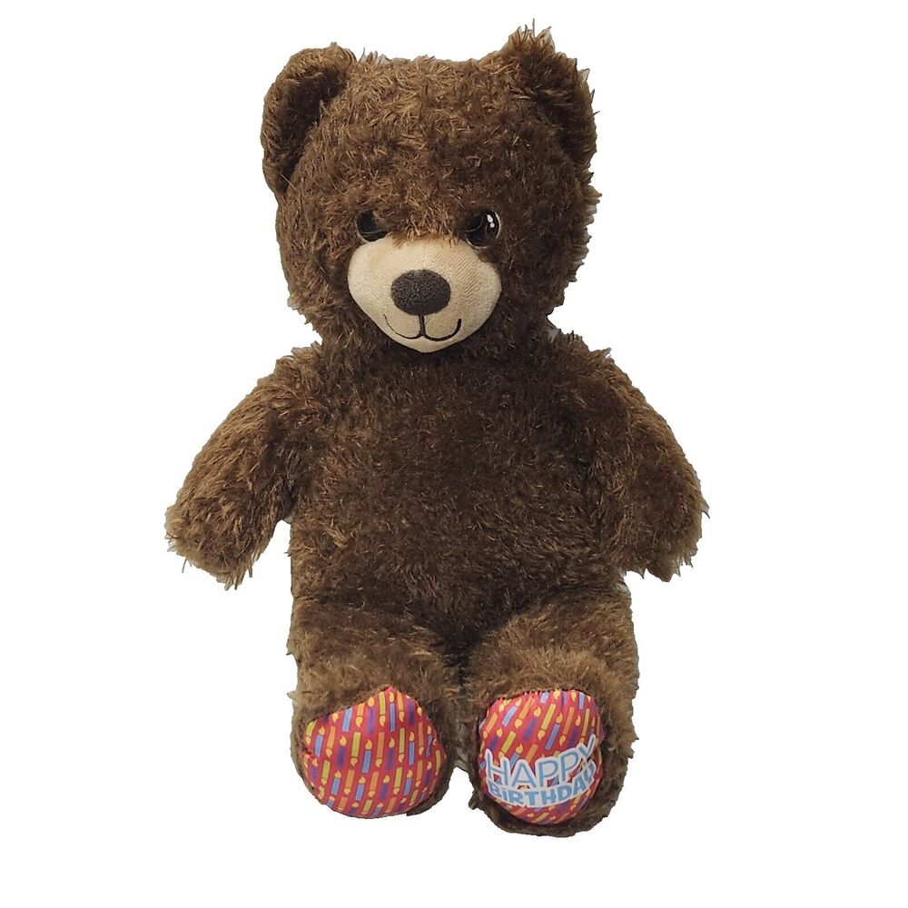 Build A Bear BAB Happy Birthday Teddy Red Candle Feet Plush Stuffed Animal 14"